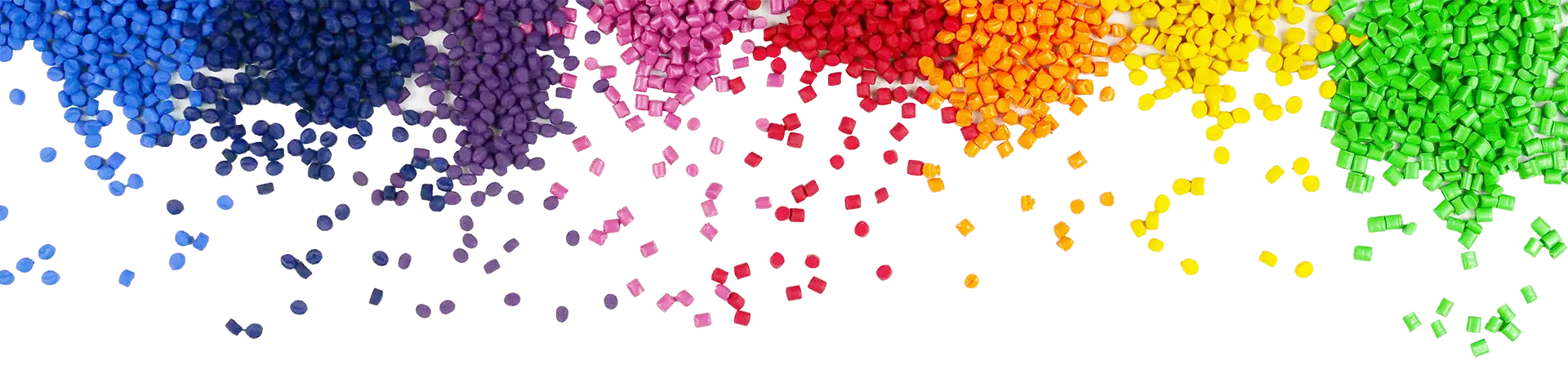 granules in the colors of a rainbow